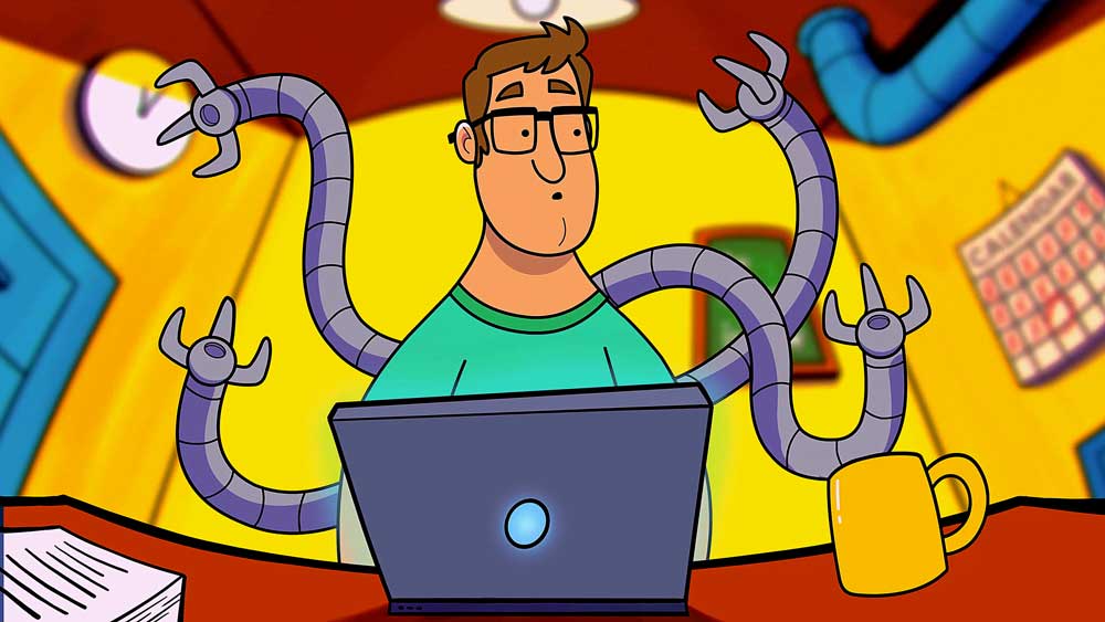 Robot character animation made with 2D animation software