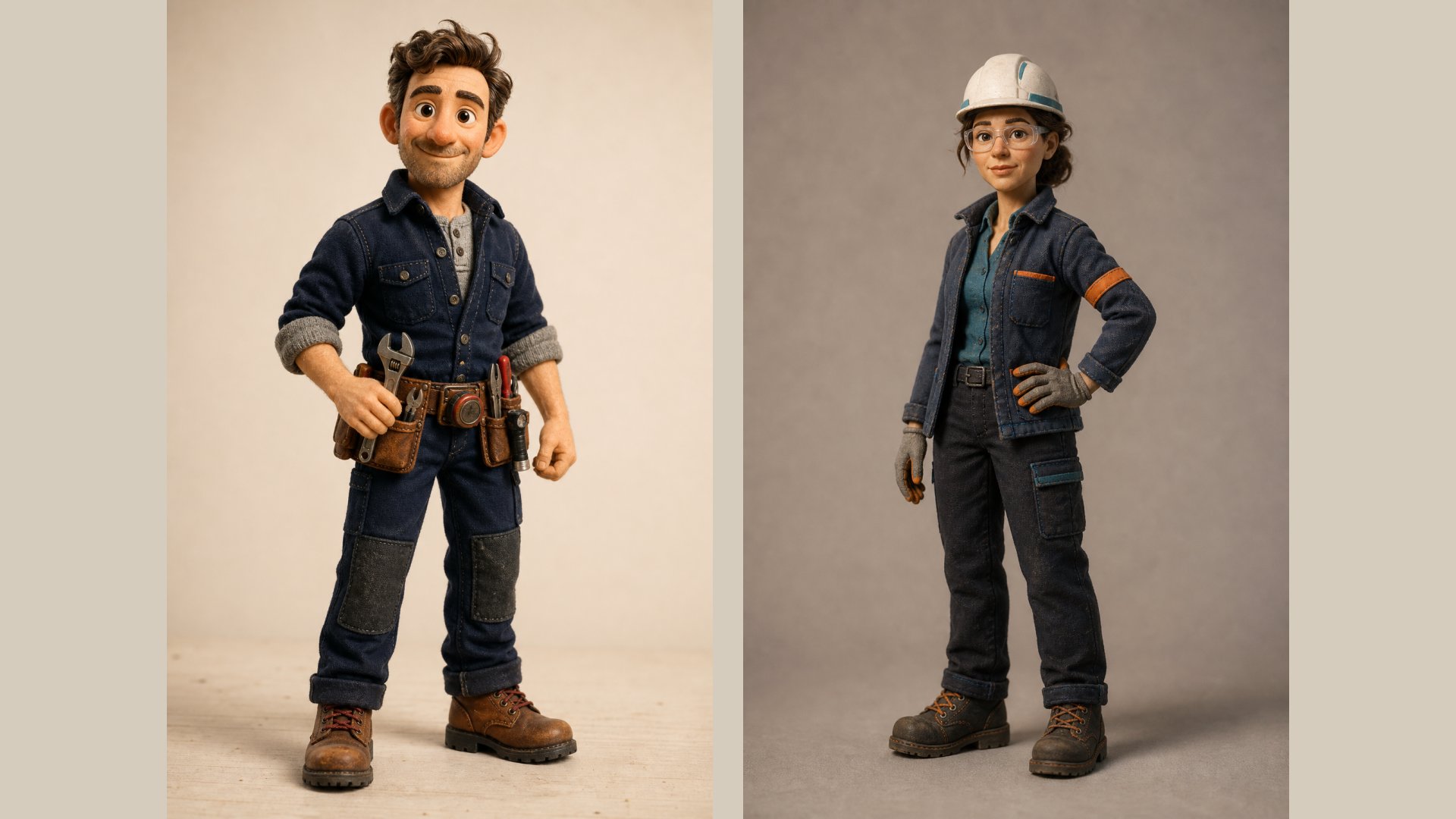 Stop motion style character designs by Creamy Animation